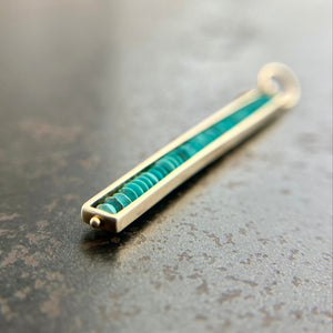 persian turquoise beads strung in a 14k gold frame, turquoise pendant, gold pendant