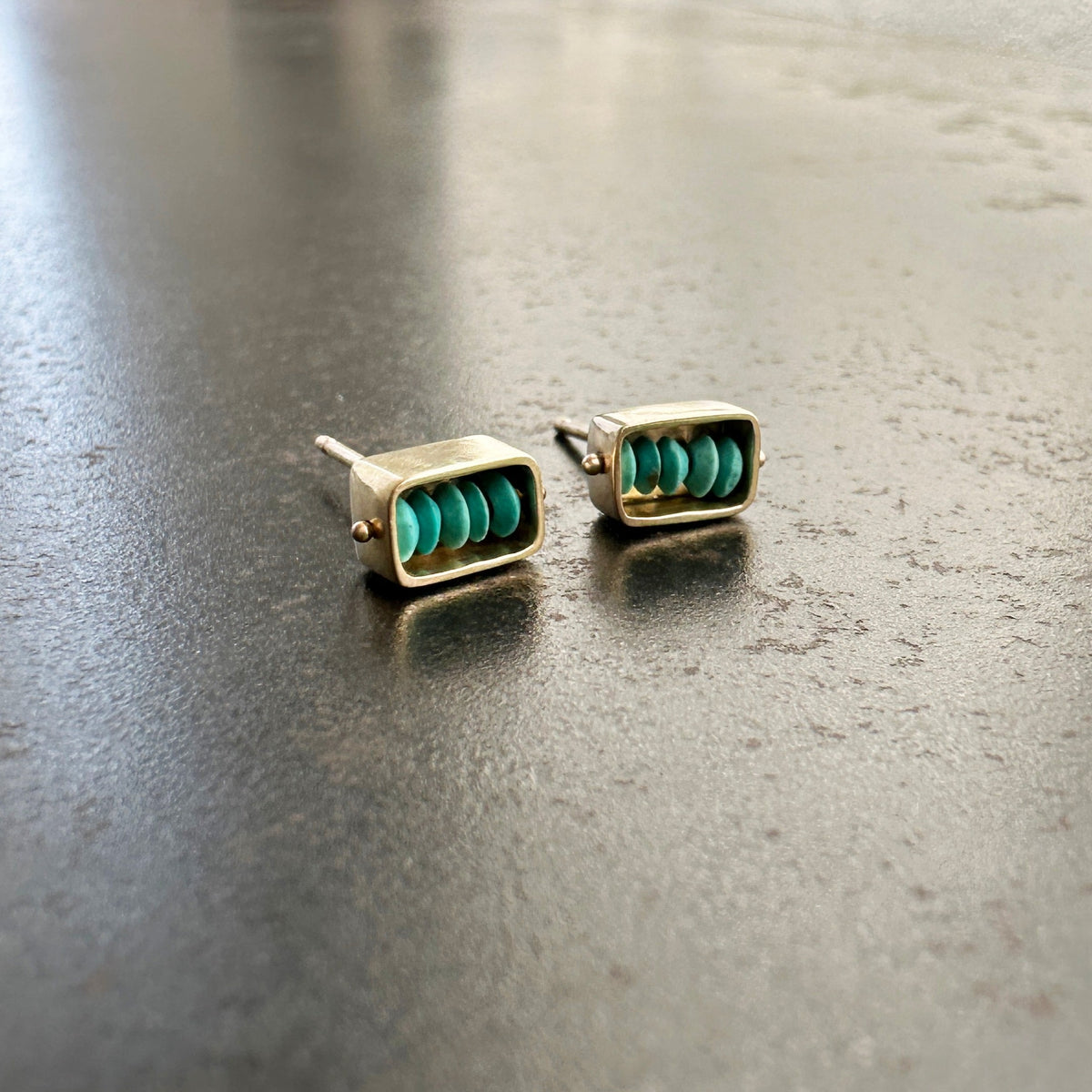 Persian Turquoise Beaded Box Studs