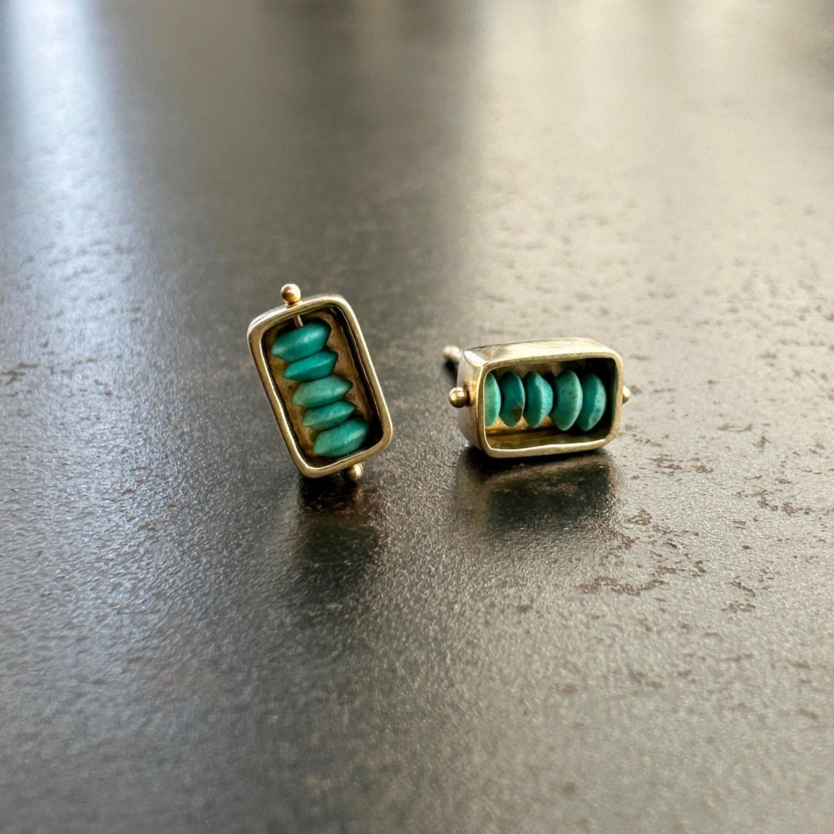 Persian Turquoise Beaded Box Studs