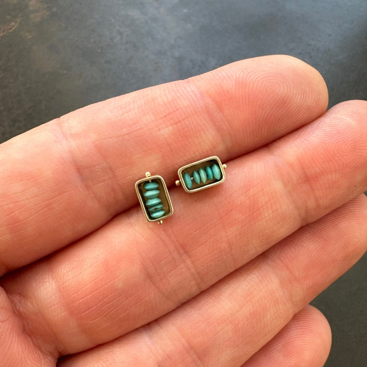 Persian Turquoise Beaded Box Studs