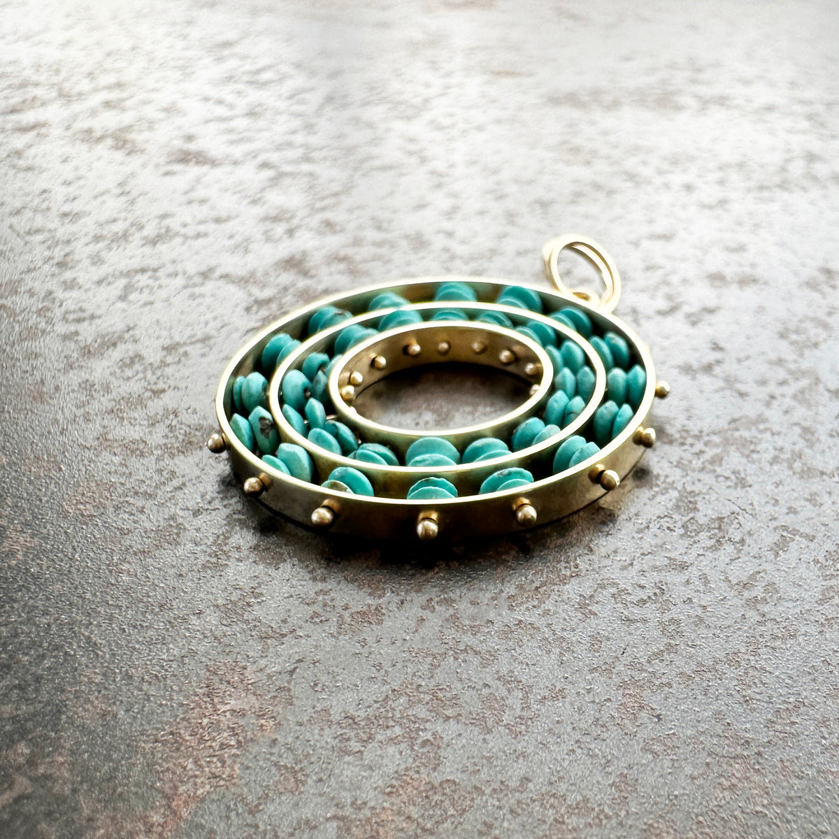 Persian Turquoise Beaded Concentric Pendant