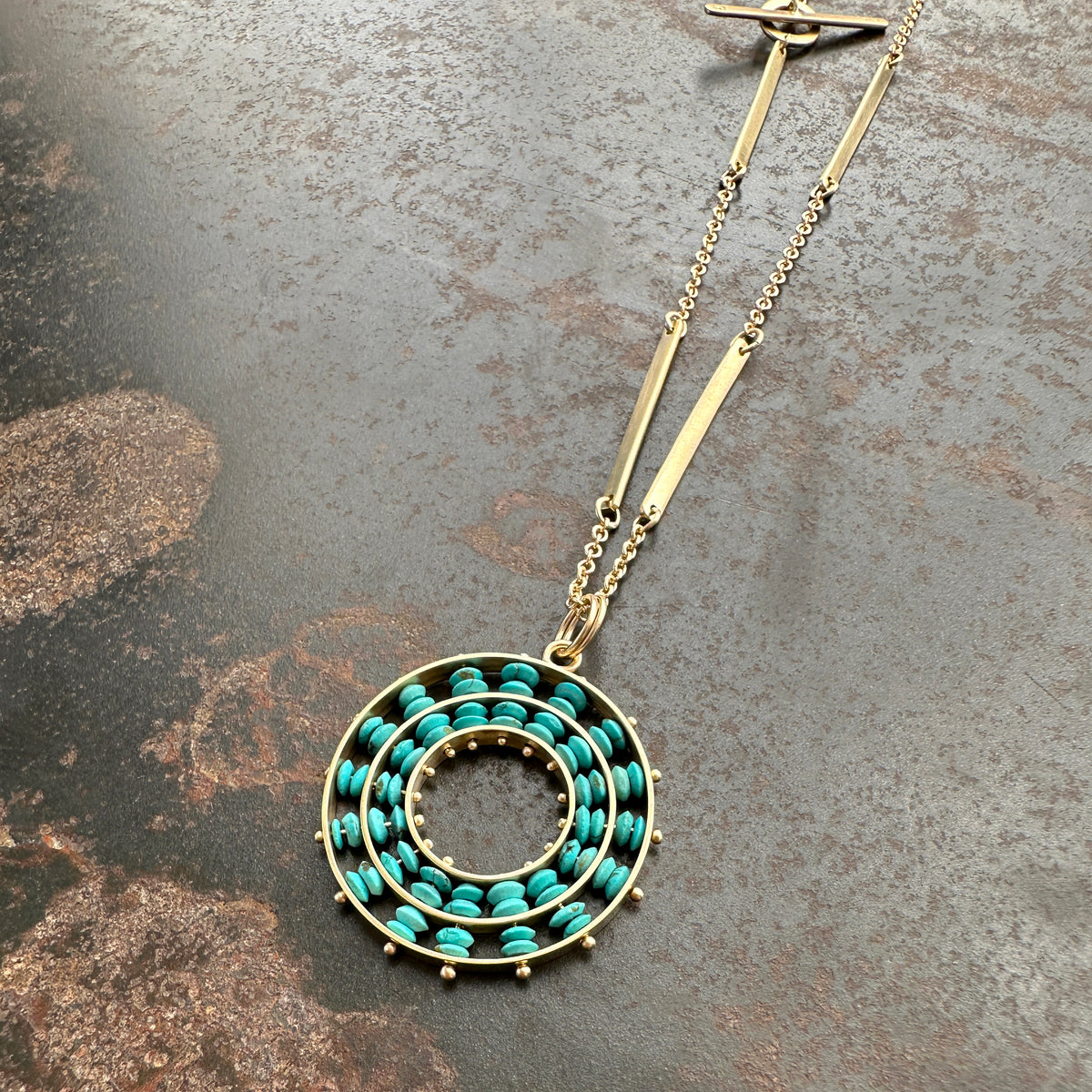 Persian Turquoise Beaded Concentric Pendant