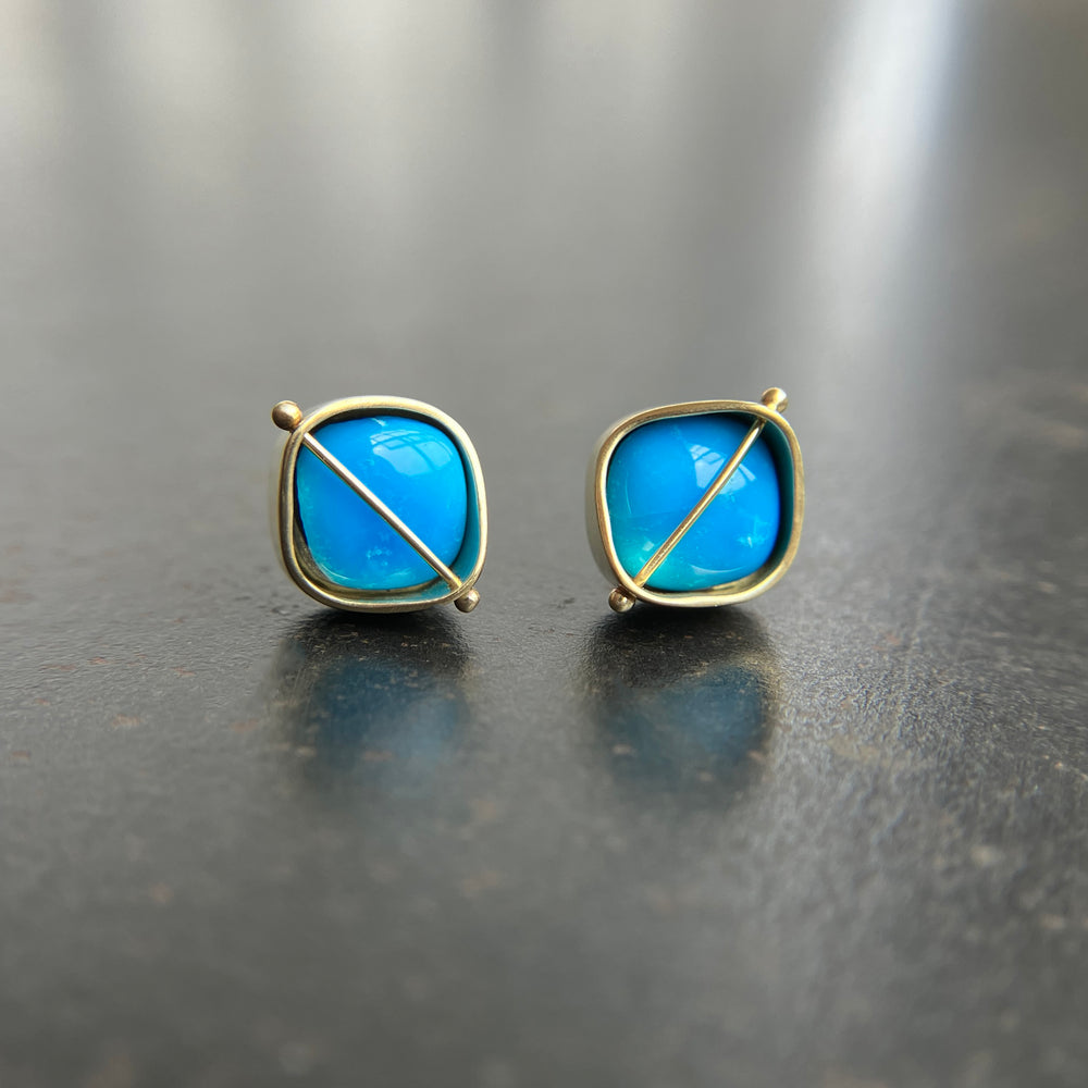 Turquoise Cushion Studs