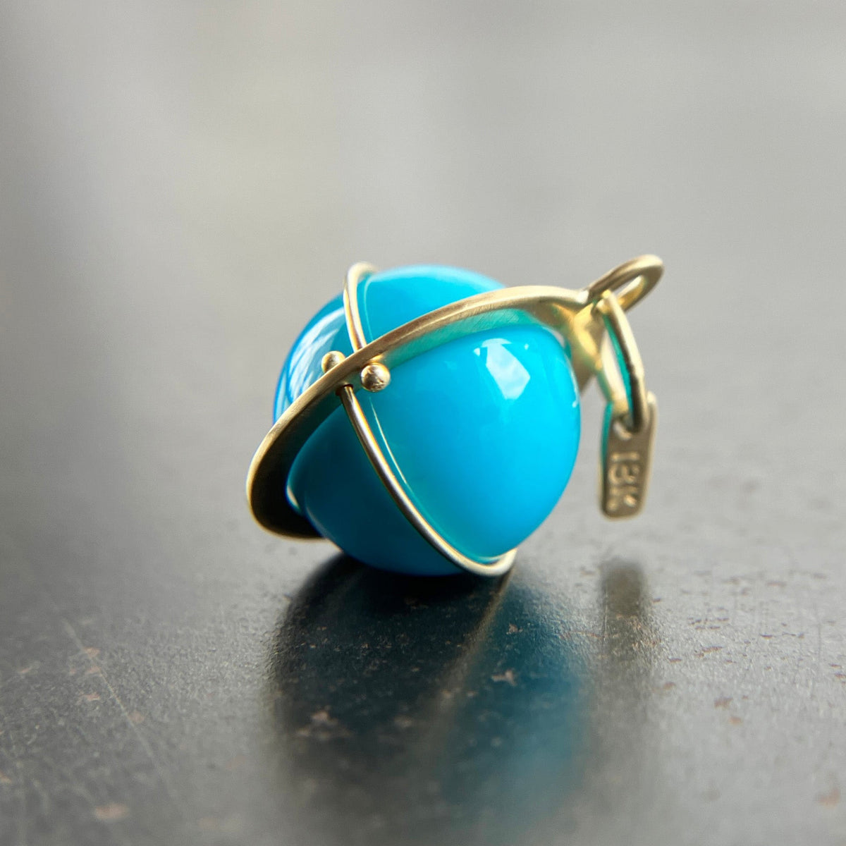turquoise, turquoise orb, 18k gold, fine jewelry, turquoise pendant