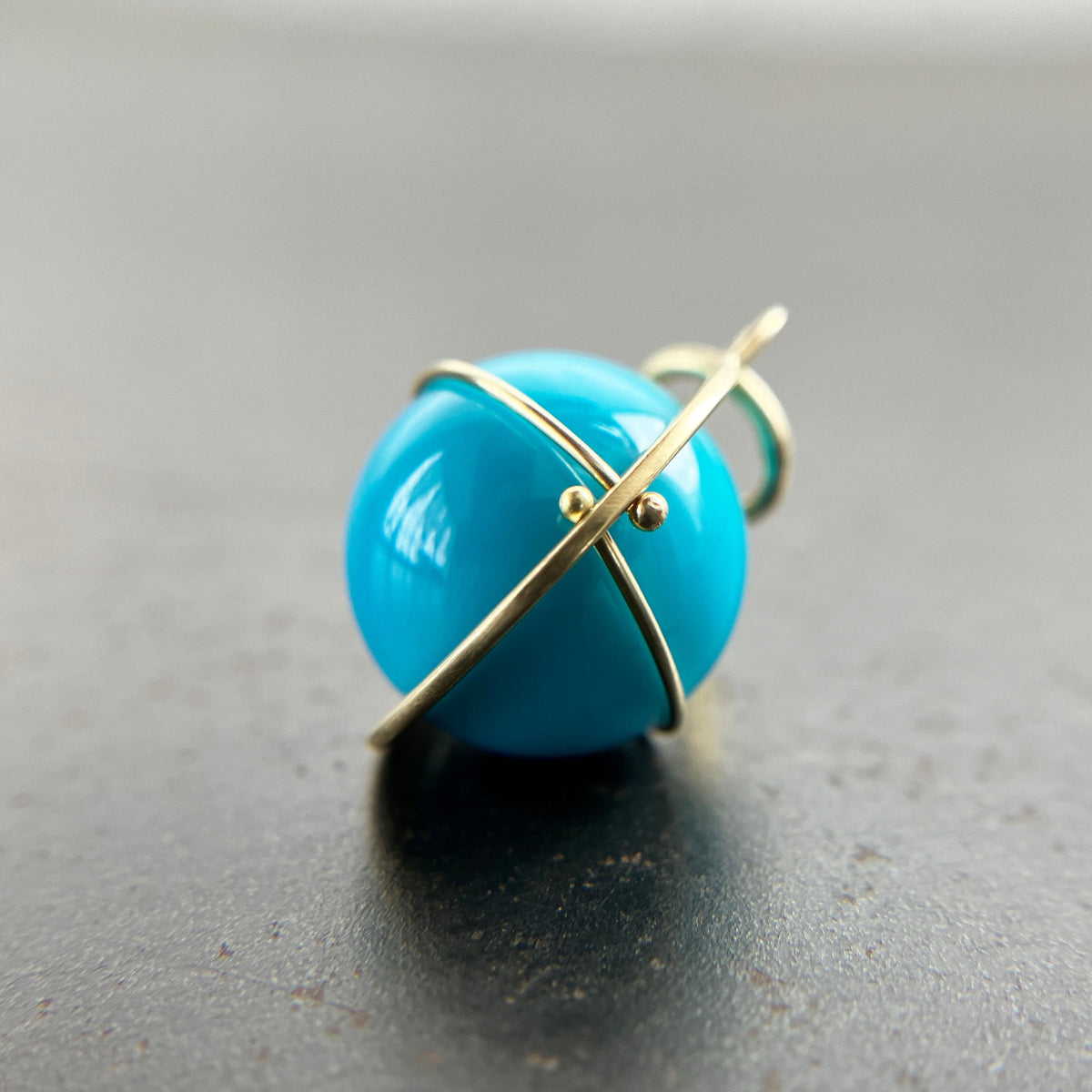 turquoise, turquoise orb, 18k gold, fine jewelry, turquoise pendant