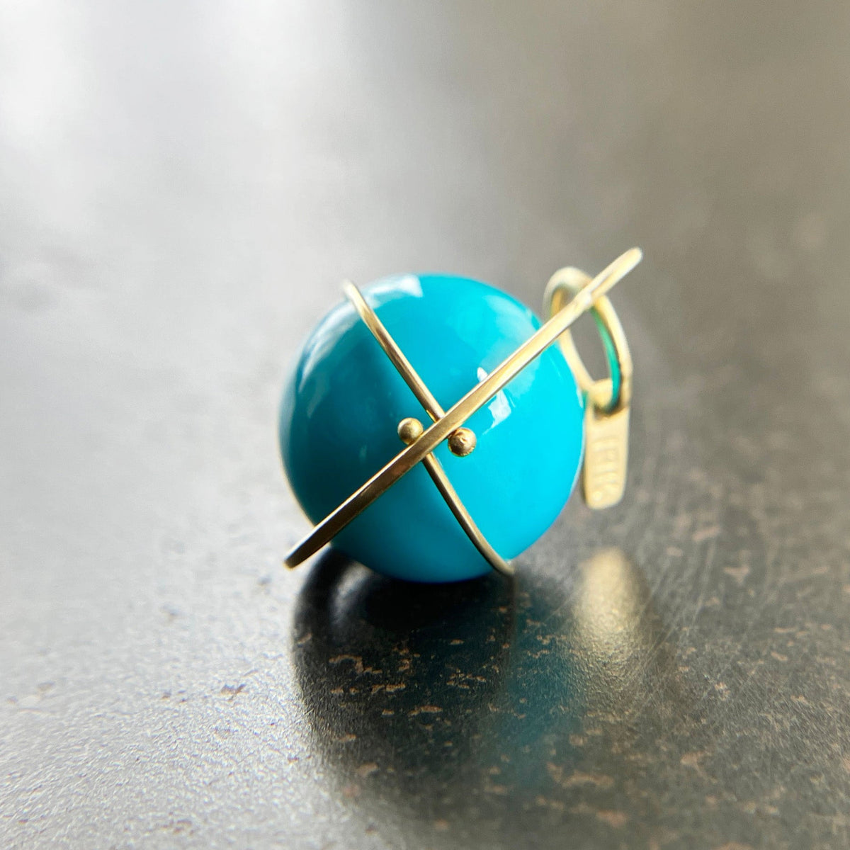 turquoise, turquoise orb, 18k gold, fine jewelry, turquoise pendant
