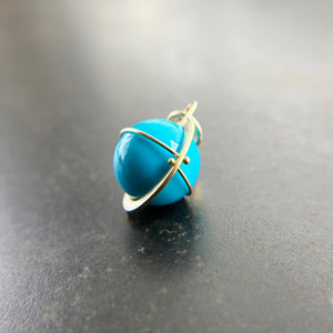 turquoise, turquoise orb, 18k gold, fine jewelry, turquoise pendant