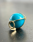 turquoise, turquoise orb, 18k gold, fine jewelry, turquoise pendant