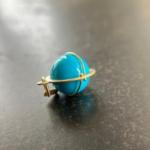 turquoise, turquoise orb, 18k gold, fine jewelry, turquoise pendant