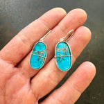 Captured Turquoise Oval Drop Earrings