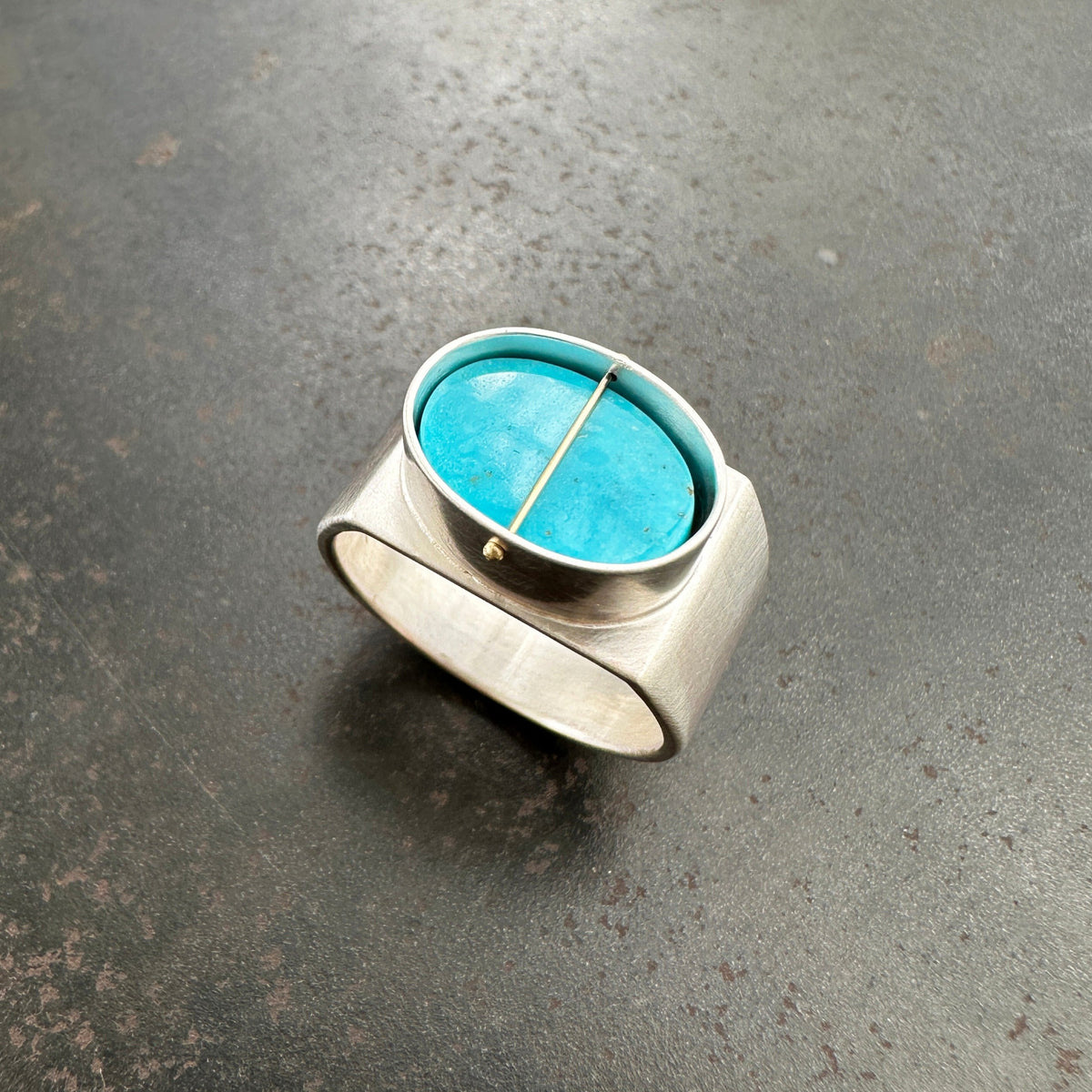 Captured Royston Turquoise Signet Ring