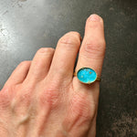 turquoise spin ring in 18k gold with a double band