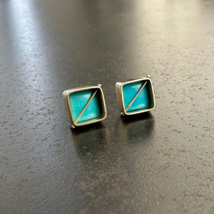 Captured Turquoise Square Studs