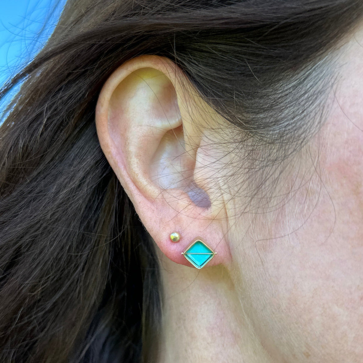Captured Turquoise Square Studs