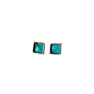 
                
                    Load image into Gallery viewer, Captured Turquoise Square Studs
                
            