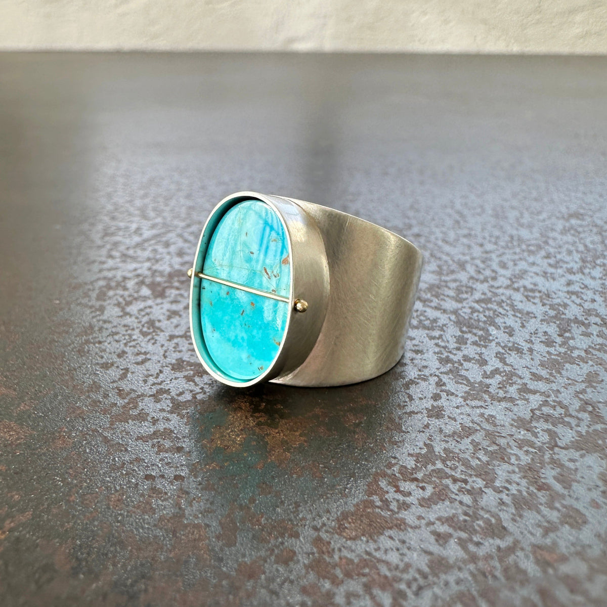 Captured Candelaria Turquoise Signet Ring