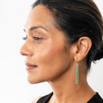 turquoise bead stick earrings in 14k gold