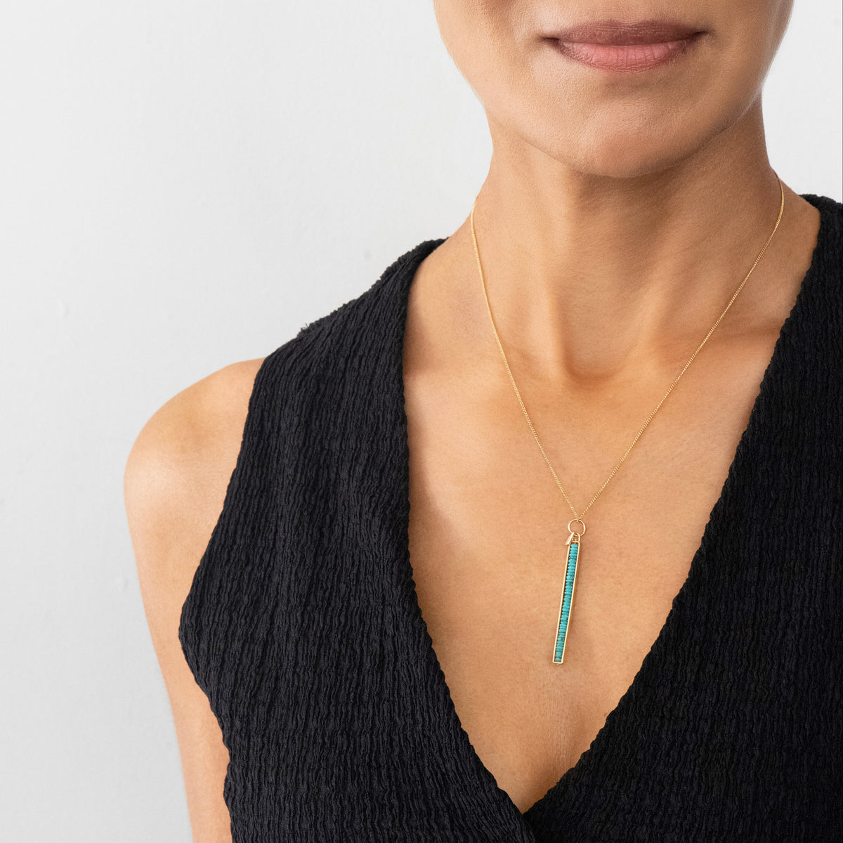 Persian Turquoise Beaded Stick Pendant