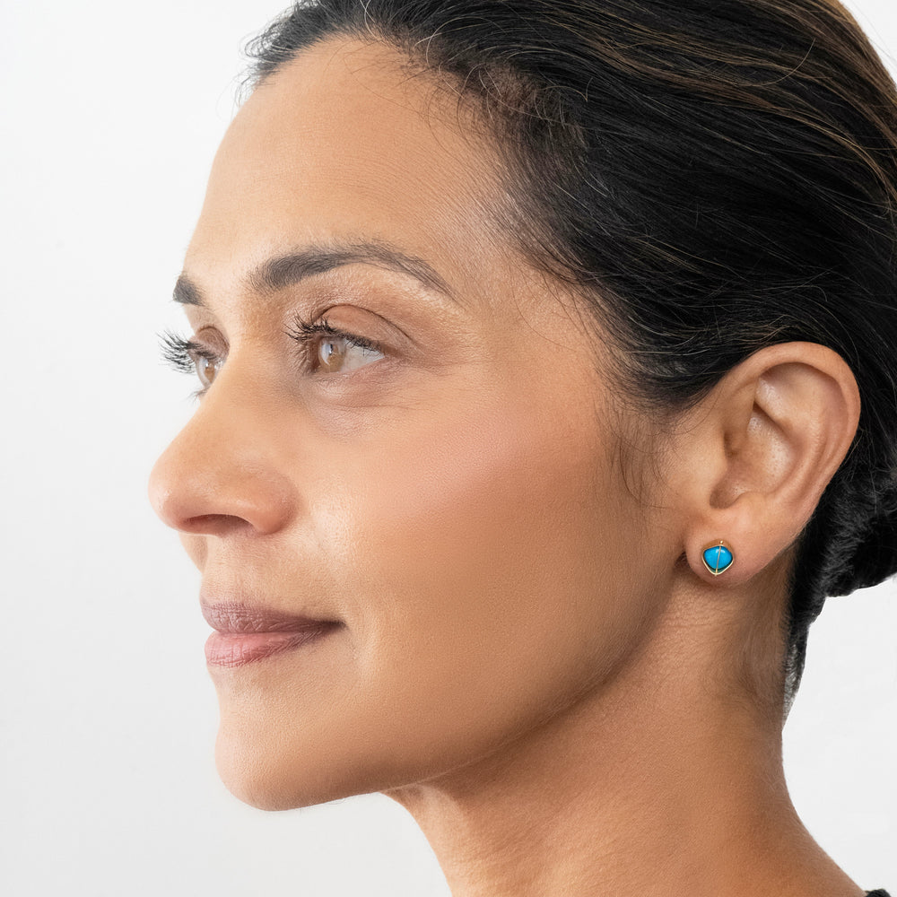 turquoise studs Captured in 18k gold