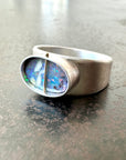 boulder opal ring, sterling silver ring, hilary finck jewelry, one of a kind jewelry, statement ring, signet ring, captured collection