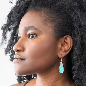 Captured Opalized Wood Teardrop Earrings