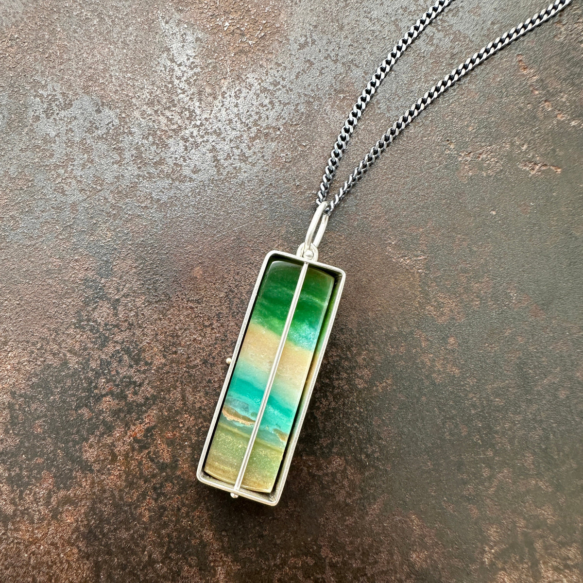 opalized wood, silver necklace, sterling silver necklace, one of a kind jewelry, handmade jewelry