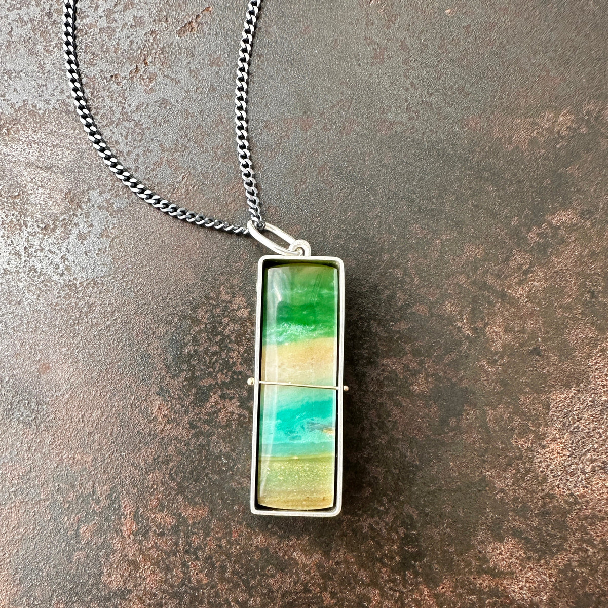 opalized wood, silver necklace, sterling silver necklace, one of a kind jewelry, handmade jewelry