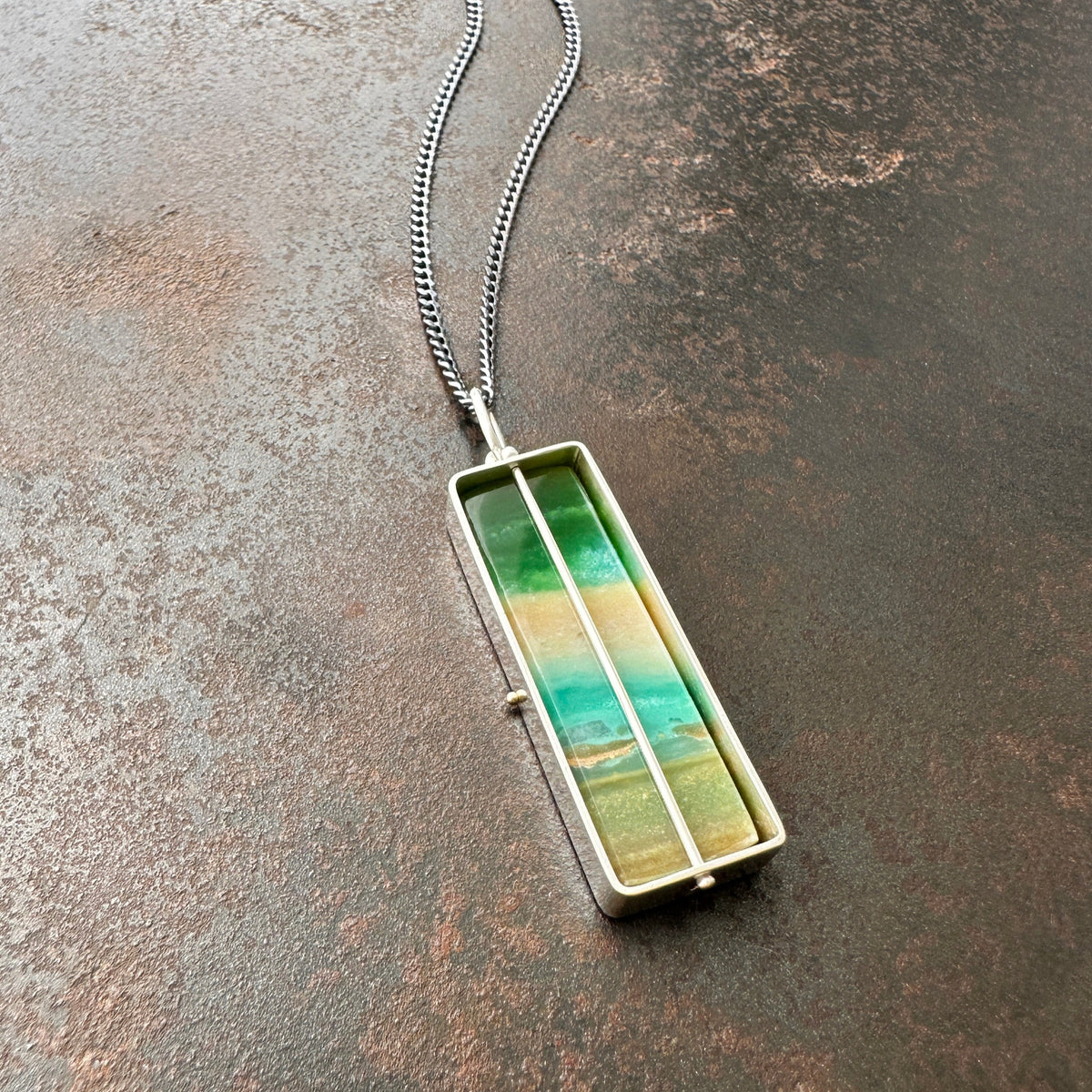 opalized wood, silver necklace, sterling silver necklace, one of a kind jewelry, handmade jewelry