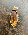 purple wood opal pendant in 14k gold, Hilary finck Captured collection