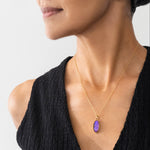 purple wood opal pendant in 14k gold, Hilary finck Captured collection