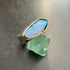 blue wood opal and silver architectural ring