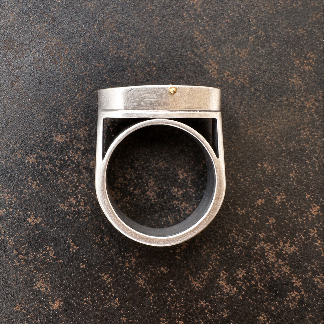 Captured Wood Opal Bridge Ring
