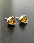 Pair of hessonite garnet stud earrings in 14k gold earrings