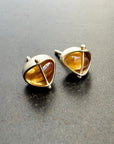 Pair of hessonite garnet stud earrings in 14k gold earrings