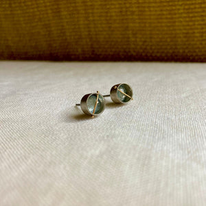 Captured Mossy Aquamarine Studs