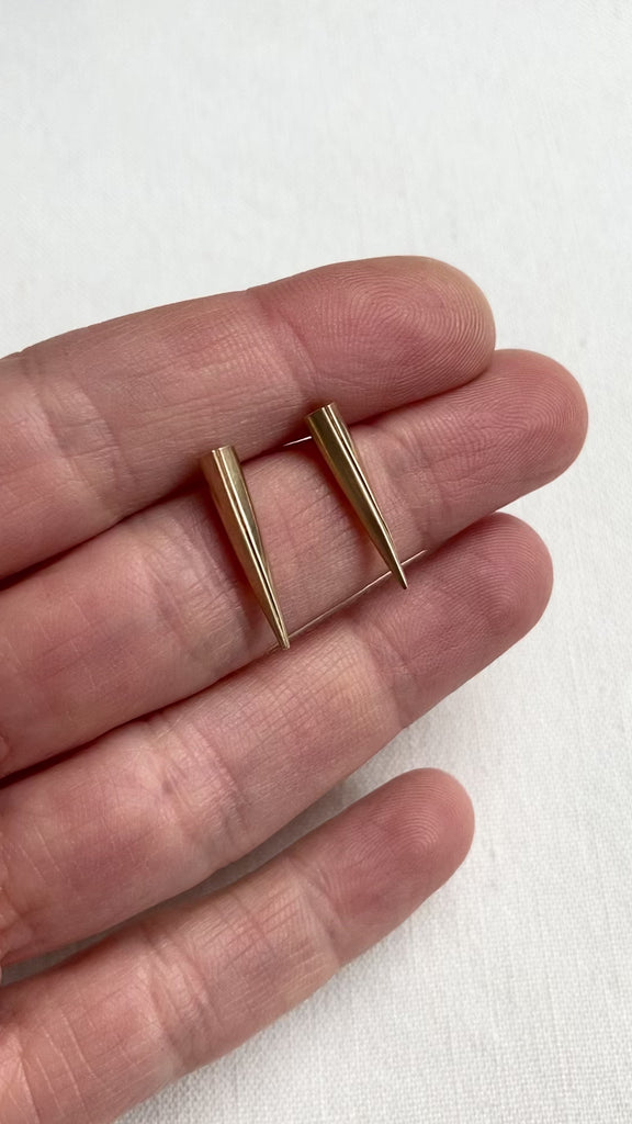 spike studs, spike jewelry, gold earrings, gold spikes, hilary finck jewelry, handmade jewelry, fine jewelry, edgy jewelry, luxury jewelry, gold jewelry.