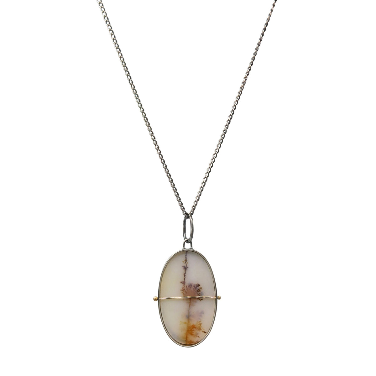 Captured Dendritic Agate Pastel Bouquet Charm Necklace