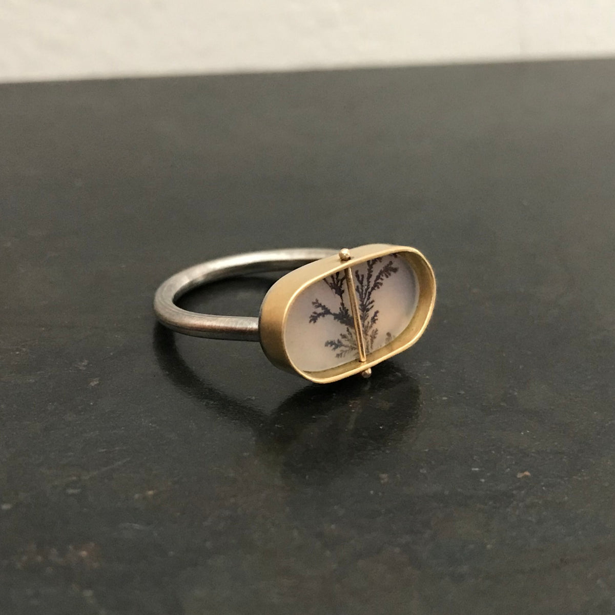 Captured Dendritic Agate Ring
