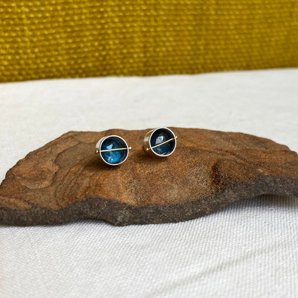 
                
                    Load image into Gallery viewer, Captured Mossy Kyanite Studs
                
            
