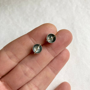 Captured Mossy Aquamarine Studs