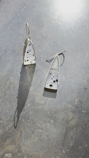 
                
                    Load and play video in Gallery viewer, Captured Speckled Montana Agate Triangle Earrings
                
            