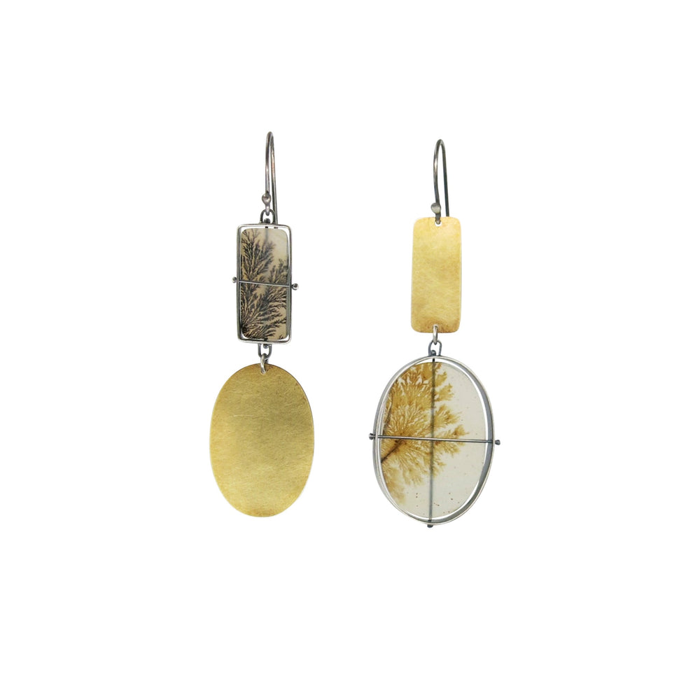
                
                    Load image into Gallery viewer, Mismatch Captured Dendritic Agate Earrings
                
            