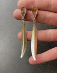 Captured Dendritic Agate Leaf Earrings