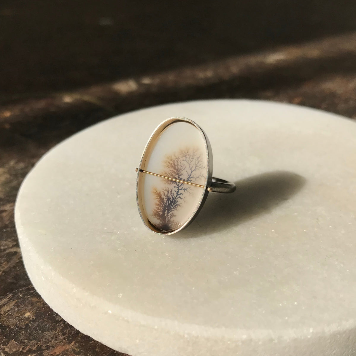Captured Dendritic Agate Ring