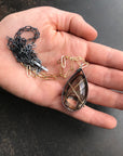 Silver Rutile Quartz Teardrop Pendant with Removable Long Chain