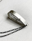 Captured Black Tourmaline in Quartz Teardrop Pendant on Long Chain