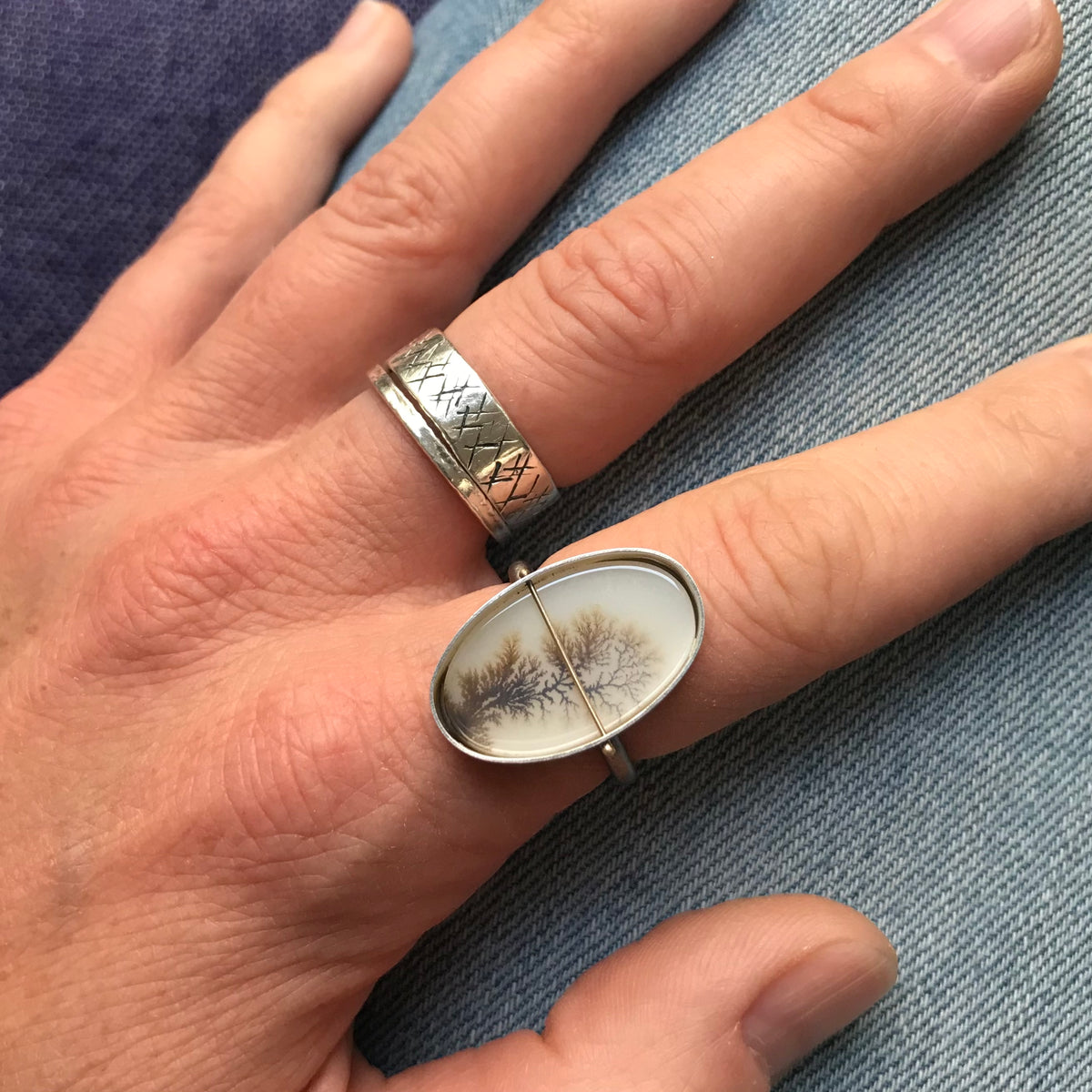 Captured Dendritic Agate Ring