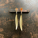 Captured Dendritic Agate Leaf Earrings