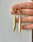 Captured Dendritic Agate Leaf Earrings