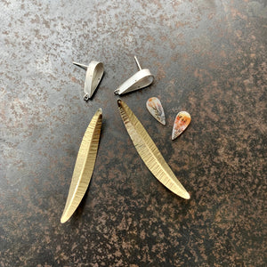 Captured Dendritic Agate Leaf Earrings